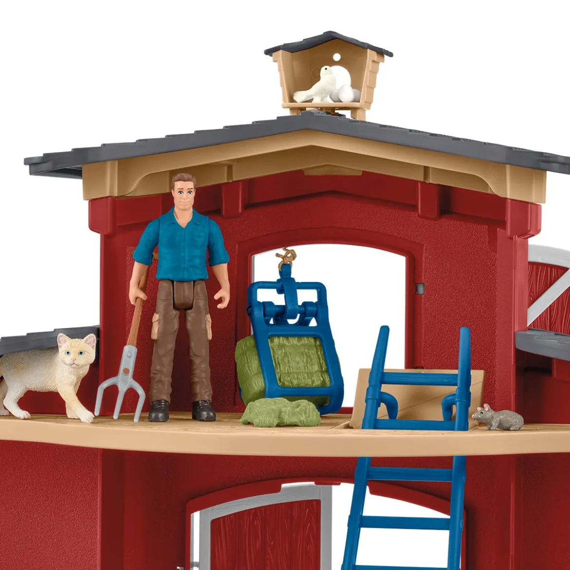Große Farm mit Tieren und Zubehör