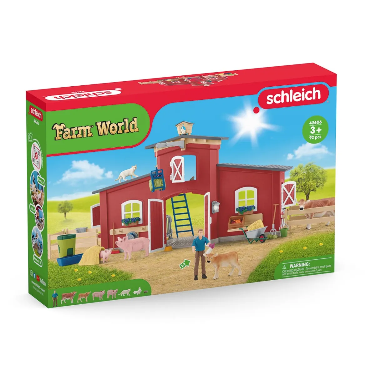 Große Farm mit Tieren und Zubehör