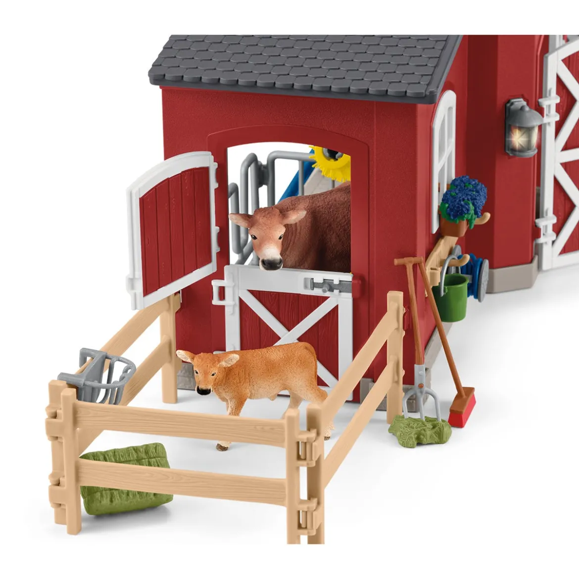 Große Farm mit Tieren und Zubehör