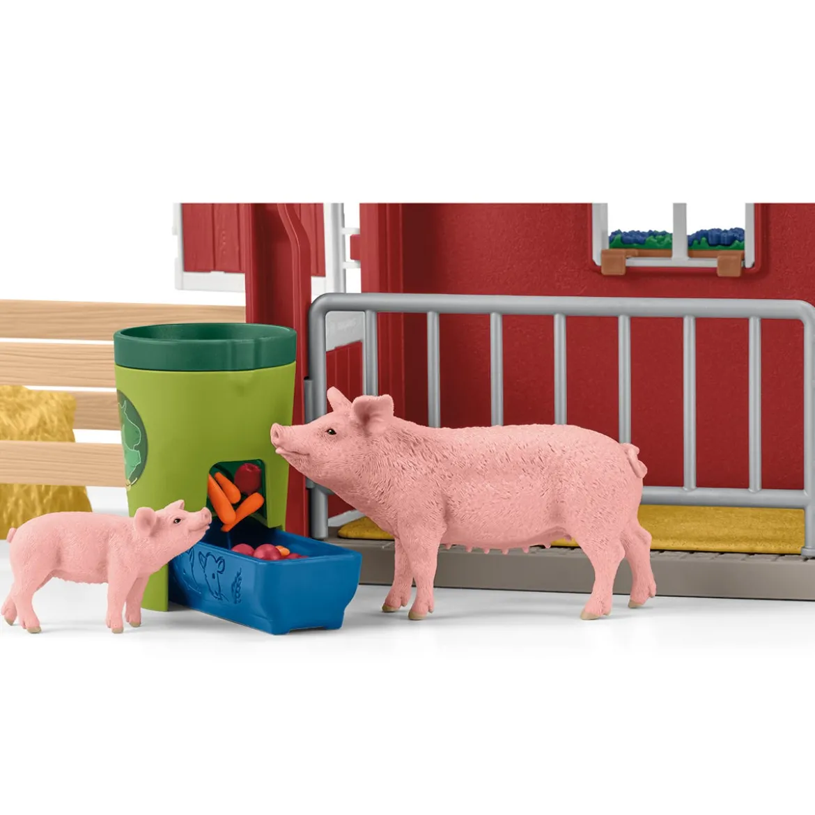 Große Farm mit Tieren und Zubehör