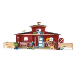 Große Farm mit Tieren und Zubehör