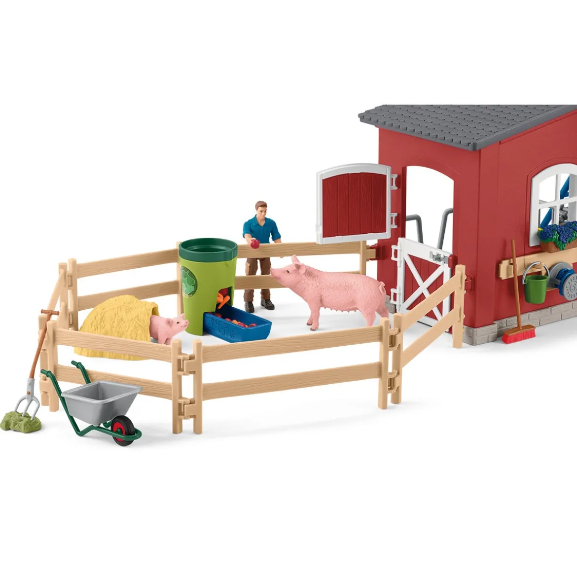 Große Farm mit Tieren und Zubehör